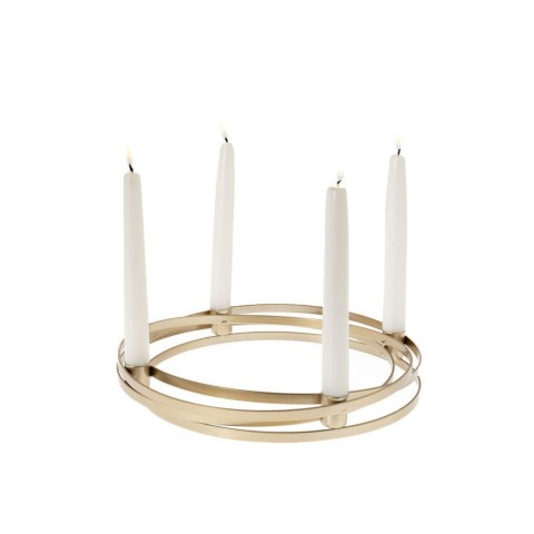 PORTACANDELE IN METALLO ORO D31x4CM